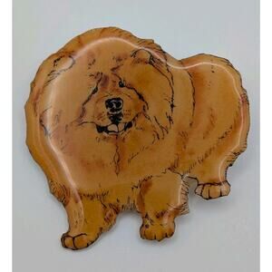 MB Design Chow Chow Dog Brooch Barkley Hand Painted Ceramic Signed Dogs 9/2 #25